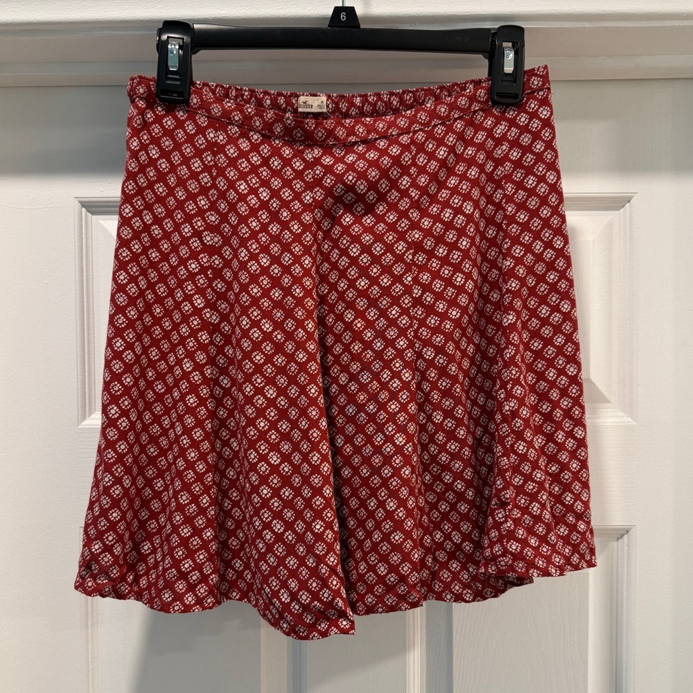 Hollister Red Patterned Mini Skirt